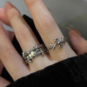 Usine prix de gros ancien Style sombre Hip Hop Punk ouvert réglable religieux <span class=keywords><strong>croix</strong></span> anneau pour femmes hommes Couple bijoux - Product Image 1