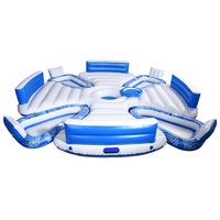 Chaise longue flottante ronde pour 8 personnes, petite taille, flotteur de piscine gonflable en PVC avec filet pour usage domestique et commercial