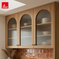 Armoires de cuisine multifonctionnelles en bois massif de style naturel moderne Alland, avec tiroirs encastrés de style Shaker