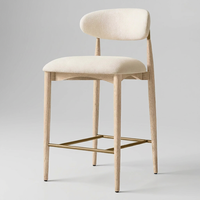 Prix direct usine Tabouret de bar et de comptoir en bois et tissu, sans accoudoirs, à pieds longs, pour chambres et petits balcons