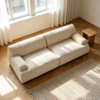 Ensemble de canapés modernes haut de gamme, personnalisables, minimalistes et confortables, en tissu Teddy luxueux pour salon.