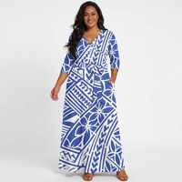 Robe longue florale pour femme, col en V, taille nouée, motif Monstera Hibiscus, impression personnalisée, grande taille, style polynésien, par le fabricant de robes