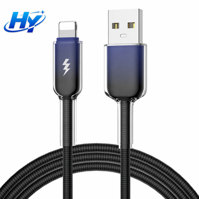 Nylon Braided USB-A to Type-C and L Cable Transparent Shell Fast Charging Data Cord Durable Wire for IOS Smart Devices