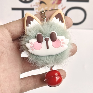 Porte-clés en peluche chat porte-bonheur mignon avec <span class=keywords><strong>pompon</strong></span> et clochette, idéal pour la vente en gros - Meilleures ventes - Product Image 4