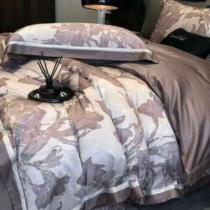 パープルデジタル印刷4個ホームホテルテキスタイルLyocellコットンベッドシートデザイナー寝具セットサプライヤー - Product Image 2