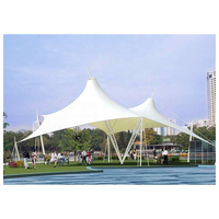Canopée de paysage d'extérieur en caoutchouc, structure membrane en acier extensible, voile d'ombrage