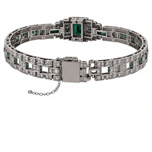 Vintage <b>Silver</b> Tone Geometric <b>Bangle</b> Men's 17cm/18cm Link <b>Bracelet</b> for Party Gift - Product Image 1