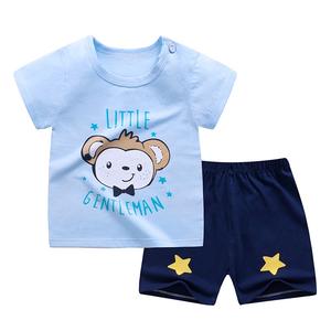 Vêtements d'intérieur en coton pour enfants, motif dessin animé, vente en gros, ensemble de jogging uni pour enfants, pyjama d'été à manches courtes pour enfants - Product Image 4