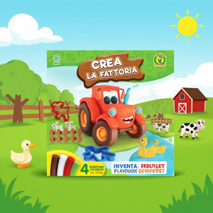 Crea La Fattoria Playdough Set 4 Colors 200g Each Farm Animal Shapes For Kids 3+ Years - Product Image 3