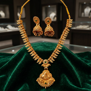 High Quality Latest Designed Long Bridal Necklace <b>Set</b> Alloy Gold Plated Earrings Vintage Engagement Wedding - Product Image 3