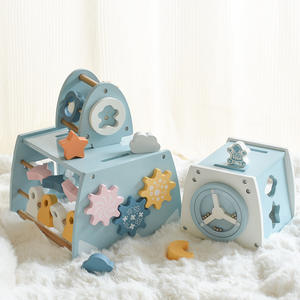 Juguetes Educativos Montessori, Torre de Apilamiento de Cohetes Multifuncional 3 en 1, Cubo Sensorial Educativo para Bebés, Juguete de Madera de Seis Caras - Product Image 2