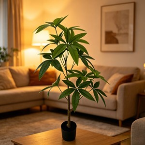 Artificial <b>Plant</b> Money Tree Simulation Large Green Leaves Home Decoration <b>Plastic</b> Potted Landscape Bionic <b>Plant</b> Fortune Tree - Product Image 4