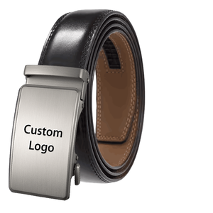 Cinturón de Cuero Genuino Personalizado para Hombre, Clásico, Informal, Negro, Ajustable, con Hebilla de Bloqueo Automático, Ancho de 3.5 cm - Product Image 1