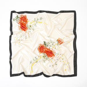 Ethicon Soie Foulards pour dames Grandes Femmes Impression Numérique Personnalisée Satin Pure Soie Écharpe 90*90 cm Cheveux carrés - Product Image 6