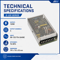 Alimentation à découpage triple sortie 120W 5V 12V 24V Q-120D, SMPS AC/DC à quatre sorties pour équipement de contrôle industriel