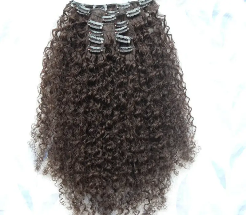 Natural Hair extension Virgin Clip in Hair Extension cuticle aligned raw blonde Kinky curly seamless Clip ins For Black Women