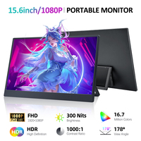 Écran tactile étendu FHD de 15,6 pouces pour ordinateur portable PC PS4 Xbox Switch avec support réglable, moniteur de jeu portable