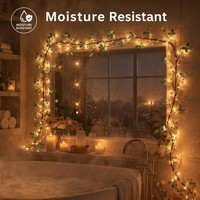 Guirnalda de Luces LED Willow Vine de 1.9M, 96 LED, IP44 Resistente a la Humedad, Control Remoto USB, Atenuación, Color de Hojas Personalizable, Longitud Ajustable, Decoración de Espejos, OEM