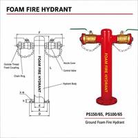 Hydrant industriel en fonte avec isolation en mousse DN150/65x2 à double sortie, vanne de protection incendie pour système de sécurité d'usine et d'entrepôt