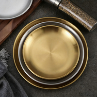 Assiette Coréenne en Acier Inoxydable Doré Style Chapeau de Paille pour Salade, Pâtes, Steak, BBQ et Assaisonnements