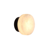 Applique Murale LED Ronde en Marbre Naturel et Fer, Lumière Chaude pour Chambre à Coucher, Chevet, Villa, Cour, Décoration Murale