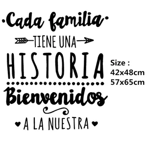 Version <span class=keywords><strong>espagnole</strong></span> Famille Vinyle Sticker Mural Chaque Famille A UNE Histoire Citation Sticker Mural Décoration de Fête À la Maison Affiche Autocollants - Product Image 1