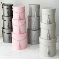 Aierflorist – Lot de 3 supports cylindriques portables pour fleuriste, avec laminage mat et gaufrage, design moderne et luxueux, écologique, pour événements
