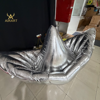 Bateau gonflable de haute qualité à texture argentée métallique, facile à installer, bateau personnalisé pour fête disco spatiale