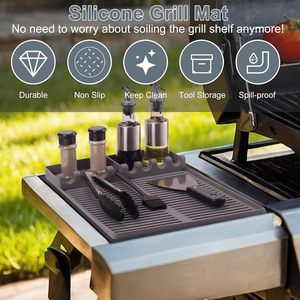 <b>Silicone</b> Grill Mat for Blackstone, Reusable Griddle Tools Mat with Drip Pad, Spatula Mat for Outdoor Grill Kitchen Countertop - Product Image 5