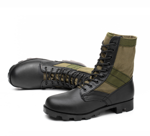 Bottes en toile et cuir vert olive TSB910 personnalisées, sans rembourrage, entièrement en coton, avec trous d'aération respirants pour l'été - Product Image 2