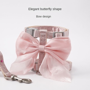 Tali traksi kucing dan anjing mode nilon anti-pecah berbantalan Tao sutra cerah tali traksi berbentuk I pita besar - Product Image 1