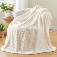 Couverture en flanelle jacquard brodée cœur LOVE, super douce et chaude, pour la sieste, toutes saisons, luxe, rose, literie décorative