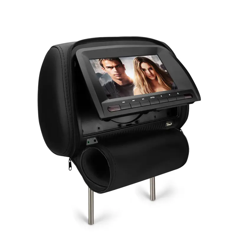 Monitor de encosto de cabeça de carro 7 polegadas dvd/av com travesseiro e zíper