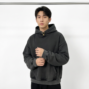เสื้อฮู้ดโอเวอร์ไซส์ผู้ชาย สีพื้น ผ้าฝ้ายเฟรนช์เทอร์รี่ ระบายอากาศได้ดี สวมใส่สบายๆ สำหรับฤดูใบไม้ร่วง - Product Image 1
