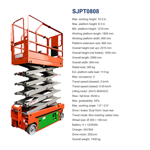 Plateforme élévatrice à ciseaux portable Lift-Max, <span class=keywords><strong>hauteur</strong></span> de travail 10,3 m, plateforme 8,3 m, charge 300 kg, <span class=keywords><strong>largeur</strong></span> compacte 840 mm, pneus non-marquants, pliable - Product Image 2