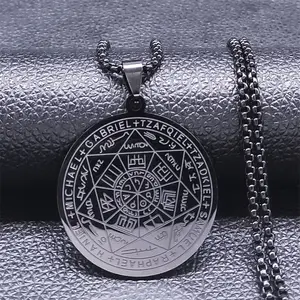 New bảy Tổng lãnh thiên thần Vòng cổ thép không gỉ Christian người đàn ông Phụ Nữ Vòng cổ Solomon pentagram Vòng cổ