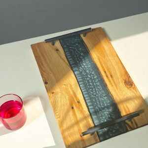 Bandejas de Servir Naturales con Resina de Colores para una Presentación de Alimentos Elegante y Decoración Artística de Cocina - Product Image 1