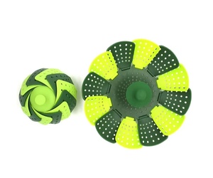 Cesta de vapor plegable y expandible portátil, bandeja de silicona de grado alimenticio en tamaños grande, mediano y pequeño, rejilla de vapor de plástico - Product Image 5