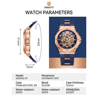 Montre mécanique automatique de luxe pour homme DK&YT, boîtier en acier inoxydable de haute qualité, mouvement squelette à remontage automatique, bracelet en silicone