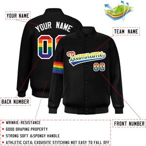 Custom Varsity Jacket Unisex Adult Canvas Casual <b>Rainbow</b> Logo Personalized Stitched Letterman Bomber Jacket - Product Image 3