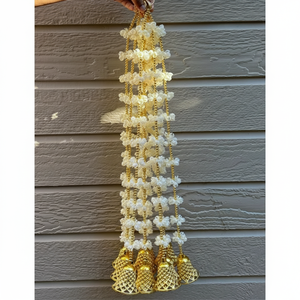 Jazmín perla dorada campana cadena colgante de pared boda india guirnalda decorativa decoración artificial tapices de pared - Product Image 1