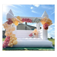 Fête d'anniversaire commerciale rose blanc mariage château sautant gonflable combo château gonflable pastel maison de rebond