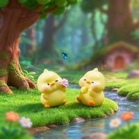 Miniatur Bebek Musim Panas Hewan Resin Kecil Figur Bebek untuk Ornamen Lanskap Taman DIY Dekorasi Pot