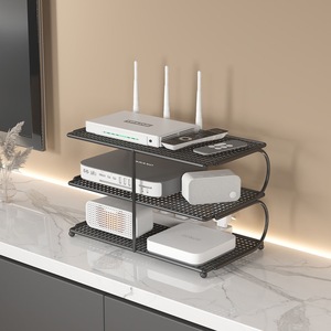 <b>Router</b> Shelf 3 Tier Metal Desktop Organizer Storage Rack for Modem WiFi <b>Router</b> Set Top <b>Box</b> with Ventilation Design - Product Image 3