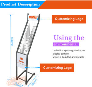 חוט מתכת מותאם אישית 10 עיתונים תצוגה עיתון סטנד מתלה מחזיק מגזין ספרים מעמד חופשי ספרות מדף עבור ספרייה - Product Image 3