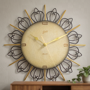 Brass & Iron Mid Century <b>Clock</b> Good Selling New Design Metal Wall Hanging <b>Clock</b> Printed Face <b>Battery</b> Operated Metal Round <b>Clock</b> - Product Image 3