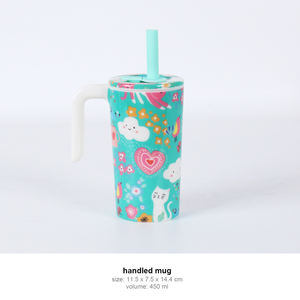 Mug miniature avec anse de 450 ml, 100 % mélamine, avec paille, anneau en silicone, anti-fuite, sans BPA, passe au lave-vaisselle, unisexe, conforme aux normes européennes - Product Image 6