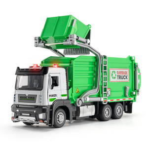 Camión de <span class=keywords><strong>Basura</strong></span> de Ciudad de <span class=keywords><strong>Juguete</strong></span> de Metal Fundido a Presión con Logotipo Personalizado, Color Verde 1:32, Gran Sonido, Luces y Puertas que se Abren, Vehículo de Ingeniería con Contenedor de <span class=keywords><strong>Basura</strong></span> - Product Image 1