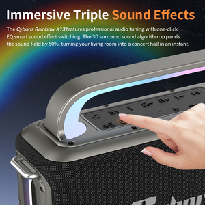 Cyboris X13 2025 200W Karaoke, altoparlante Wireless portatile <span class=keywords><strong>con</strong></span> 2 microfoni, 6.5m Aux, luci RGB e bassi profondi - Product Image 4