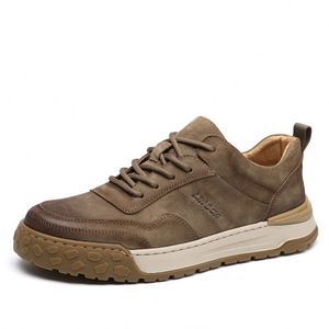 Chaussures en cuir décontractées pour hommes, style sport, plateforme confortable, à lacets, pour la marche, été, hiver, printemps, tendance, semelle en caoutchouc - Product Image 2